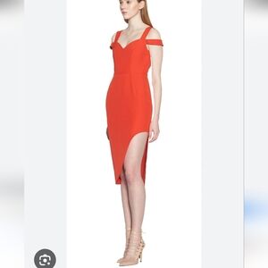 Aijek Red Cold-Shoulder Sheath Dress with Side Slit. Size 1 ( 2-4)